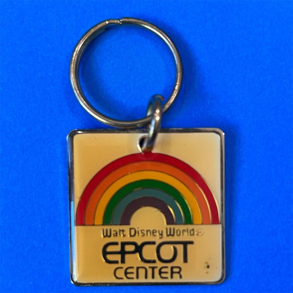 Vintage Walt Disney World EPCOT Center Metal Keychain Multi-Color